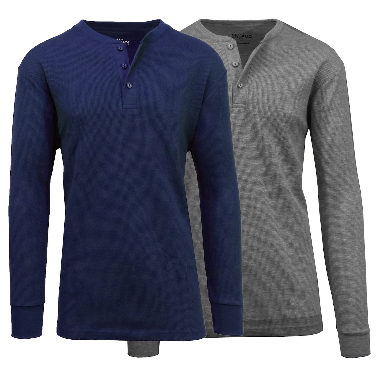 Men's Long Sleeve Waffle-Knit Thermal Henley Shirt 2 Pack